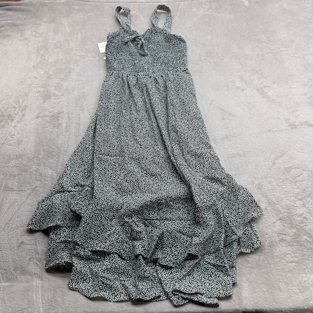 Grace Karin Summer Floral Boho Maxi Dress Women Small Green Floral Smocked HiLow